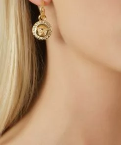Versace Greca and Medusa drop earrings