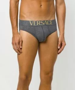 Versace pack of three logo waistband briefs