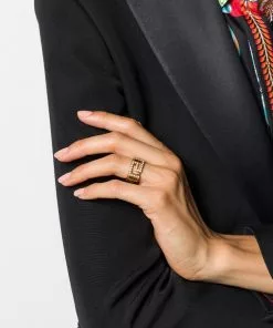 Versace crystal Greek Key ring