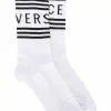 Versace Intarsia knit logo socks 1 Versace intarsia knit logo socks