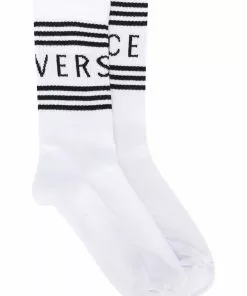Versace intarsia knit logo socks