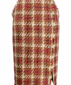 Versace tweed side slit skirt