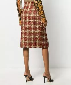 Versace tweed side slit skirt