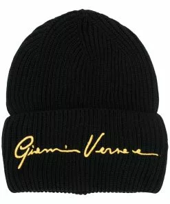 Versace embroidered logo beanie