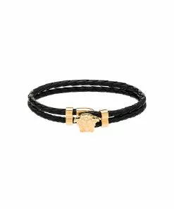 Versace medusa head-embellished leather bracelet