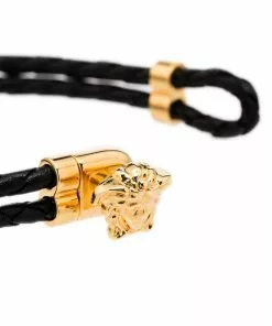 Versace medusa head-embellished leather bracelet