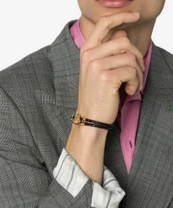 Versace medusa head-embellished leather bracelet