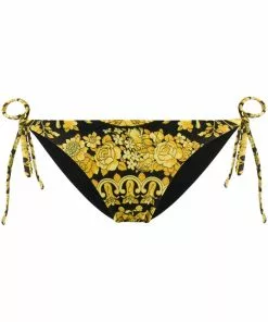 Versace rose print bikini bottoms