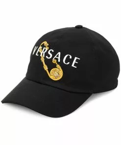 Versace safety pin embroidered logo cap