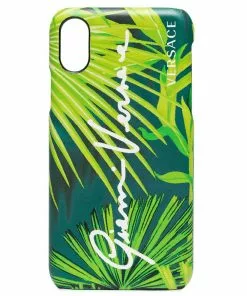 Versace leaf print iPhone XS case