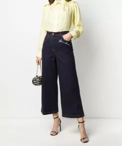 Versace embroidered signature detail cropped trousers