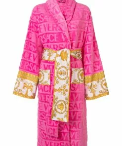 Versace Barocco trim terry robe