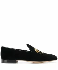 Versace embroidered medusa head slippers