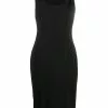 Versace gathered strap fitted dress