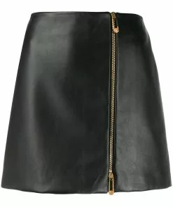 Versace asymmetric-zip A-line skirt