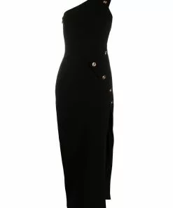 Versace Medusa motif one-shoulder evening dress