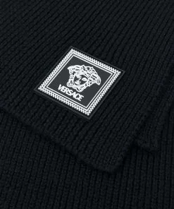 Versace ribbed knit wool scarf