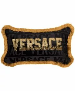 Versace sequinned logo cushion