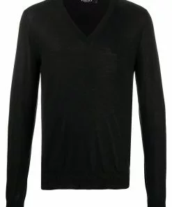 Versace Grecca Accent V-neck jumper