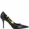 Versace safety-pin pointed leather pumps