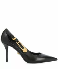 Versace safety-pin pointed leather pumps
