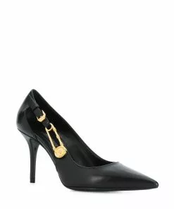 Versace safety-pin pointed leather pumps