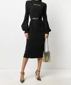 Versace fit-and-flare keyhole slit dress
