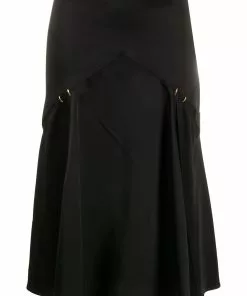 Versace slash detail satin midi skirt