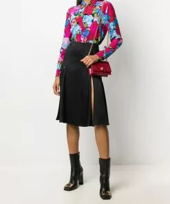 Versace slash detail satin midi skirt