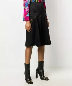 Versace slash detail satin midi skirt