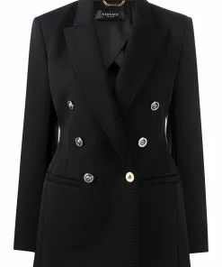 Versace contrast-hardware double-breasted blazer