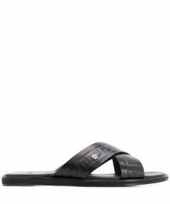 Versace embossed Greca crossover strap sandals