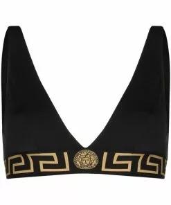 Versace Barocco print triangle bikini top