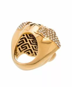 Versace gold tone palazzo dia crystal ring