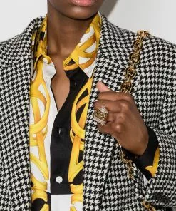 Versace gold tone palazzo dia crystal ring