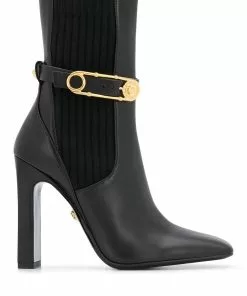 Versace square toe high-heeled boots
