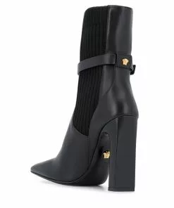 Versace square toe high-heeled boots