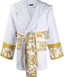 Versace Barocco-print logo devoré short robe