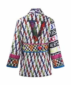 Versace mix logo-print short robe