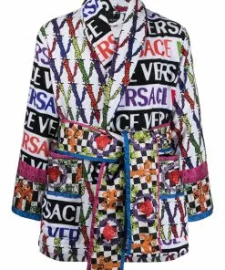 Versace mix logo-print short robe