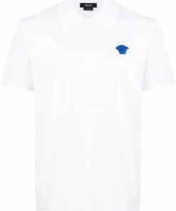 Versace logo-patch polo shirt