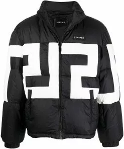 Versace Greca key print padded jacket