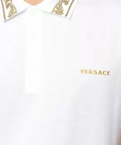 Versace rhinestone-embellished logo polo shirt