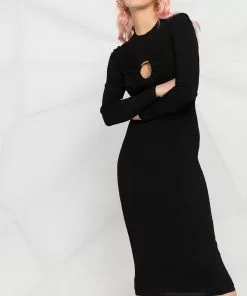 Versace cut-out long-sleeve midi dress