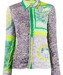 Versace Barocco Patchwork print satin shirt