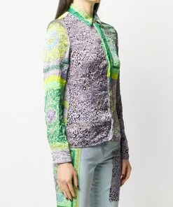 Versace Barocco Patchwork print satin shirt
