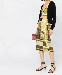 Versace printed lace-detail bralette