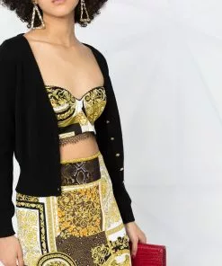Versace printed lace-detail bralette