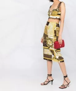 Versace printed lace-detail bralette