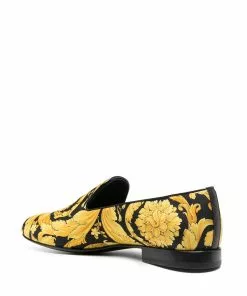 Versace Barocco-print silk slippers